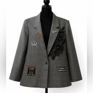Women’s Gray Embellished Blazer Jacket